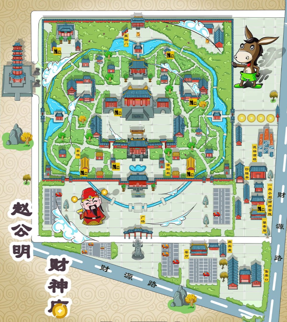 龙胜寺庙类手绘地图